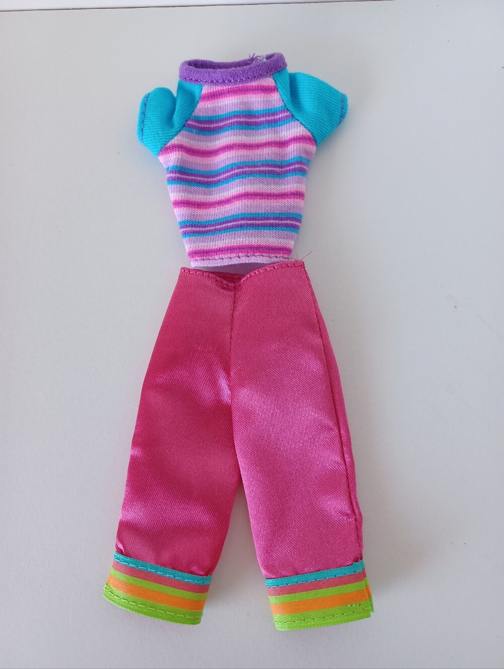 Vintage Barbie Fashion Doll Outfit Shirt And Capris Pink Multicolor Toy